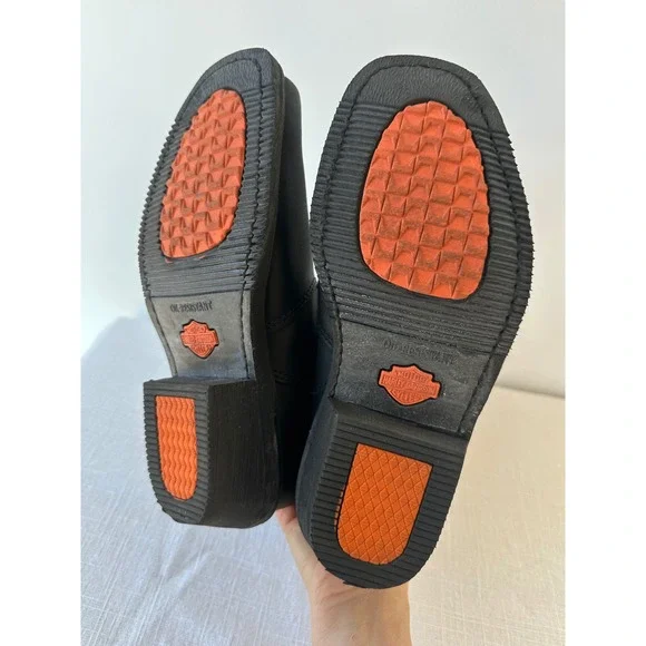 Harley Davidson Womens Black Leather Biker Boots Square Toe Side Zip Size 8.5 - Picture 3 of 8